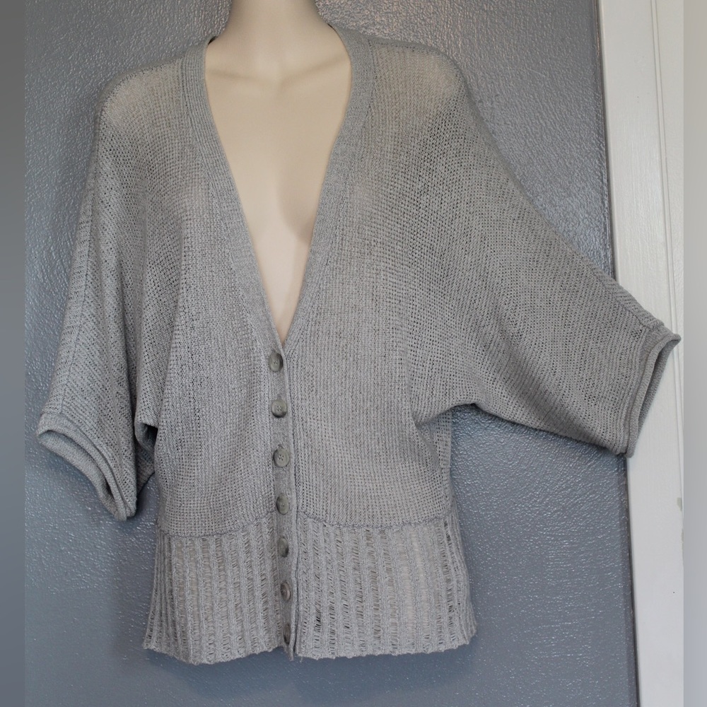 Michael Michael Kors Gray Semi Sheer Cardigan Sweater XS